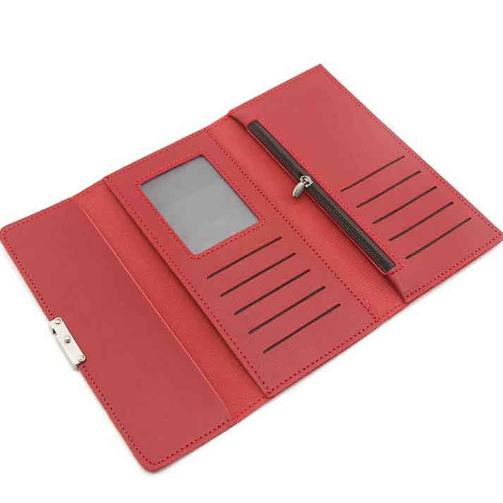 Magnetic Letter Print Wine Red Wallet