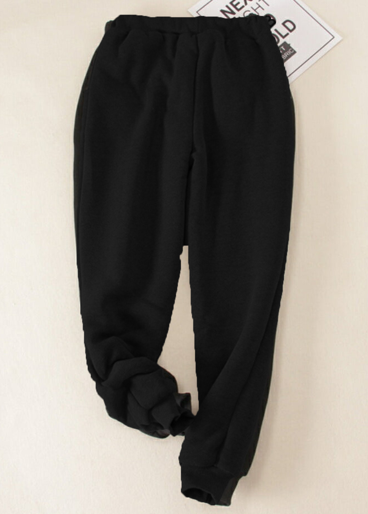 Jogger Plush Black Drawastring High Waisted Pants