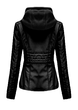 Removable Hood Long Sleeve Black Jacket