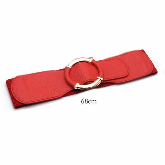 Faux Leather Circular Ring Red Belt