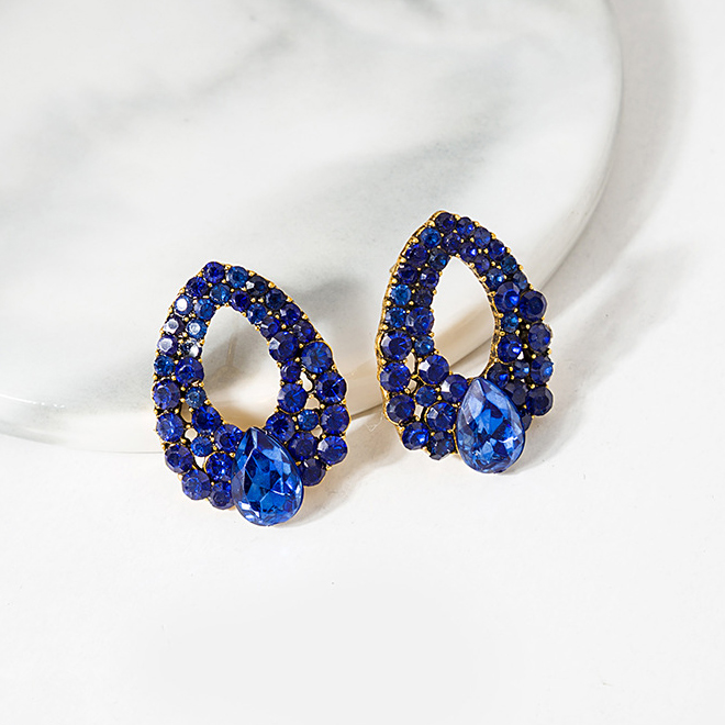 1 Pair Dark Blue Teardrop Earrings