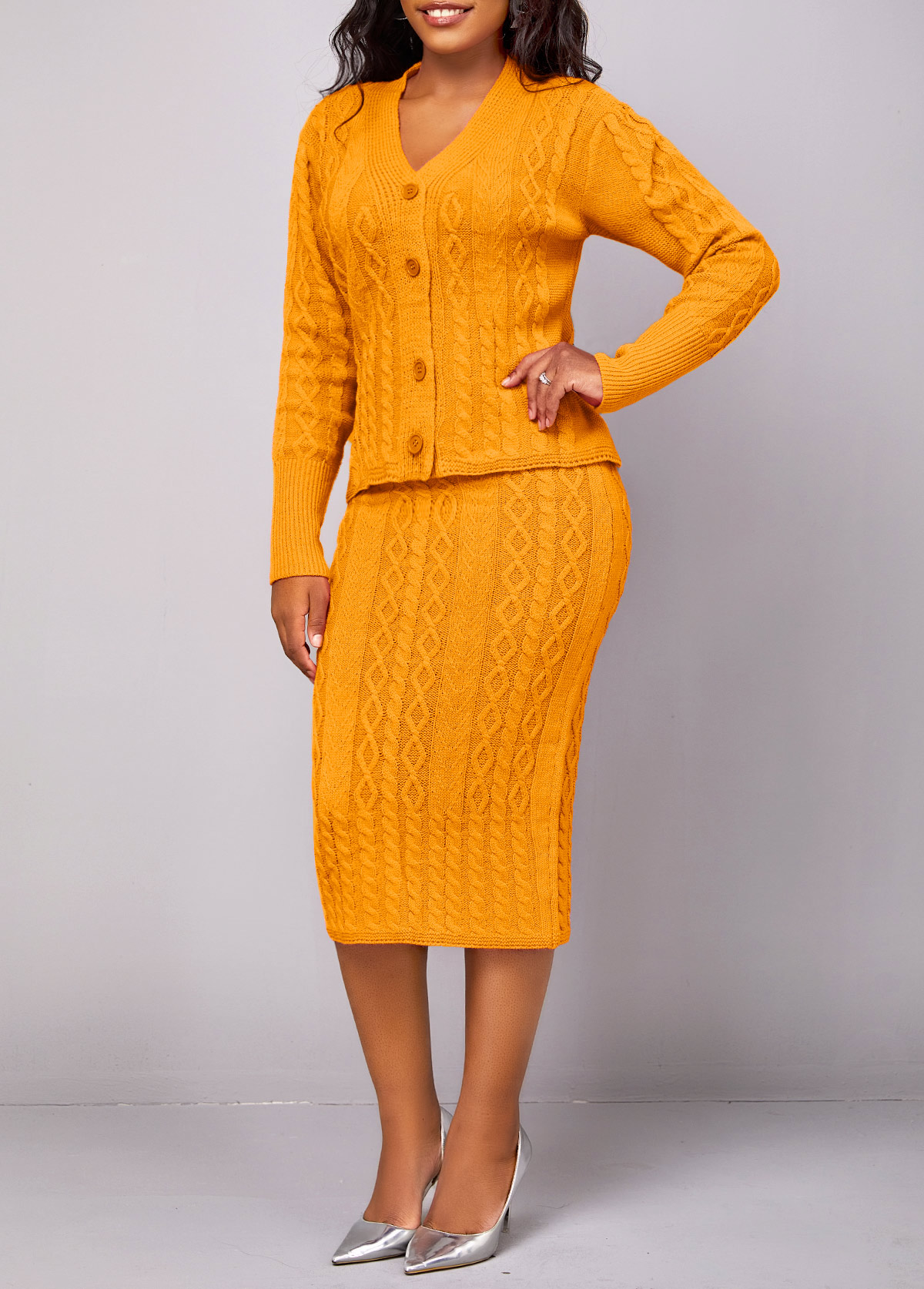 Ginger Button Long Sleeve Top and Skirt