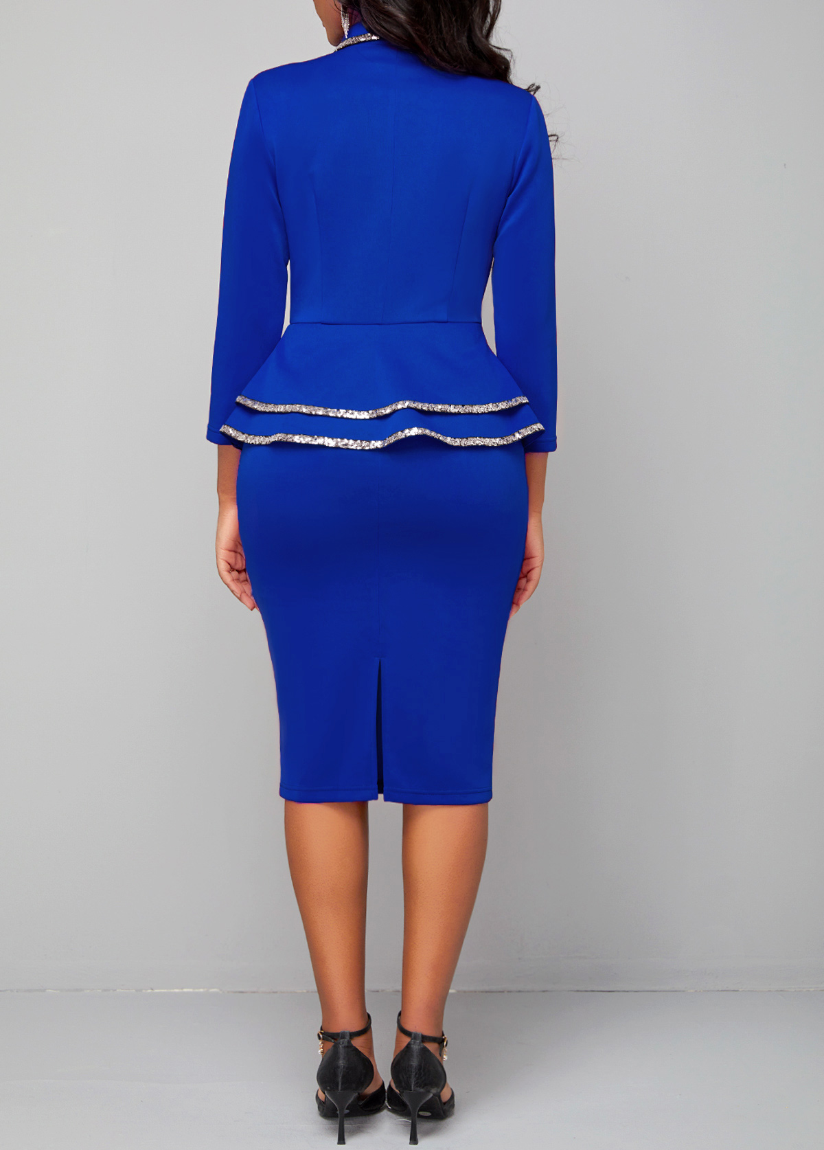 Royal Blue Sequin Long Sleeve Bodycon Dress