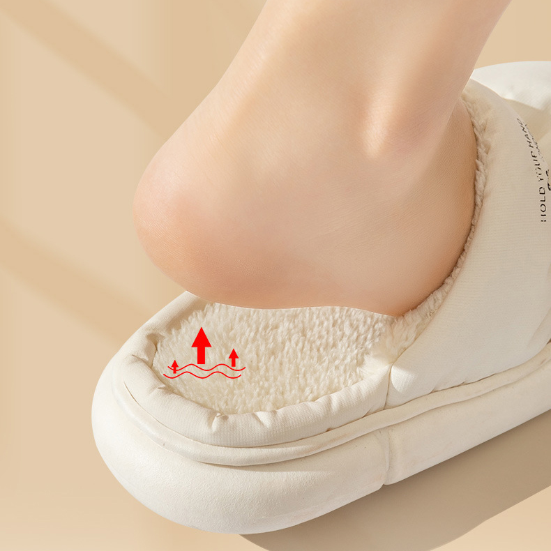 Plush White Round Toe Falt Slippers