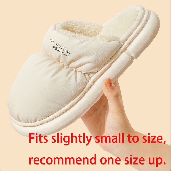 Plush White Round Toe Falt Slippers