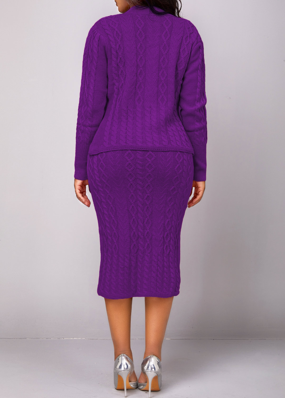 Violet Button Long Sleeve Top and Skirt