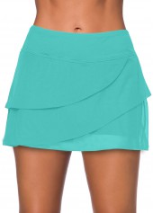 High Waisted Cyan Layered Swim Skirt