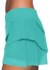 High Waisted Cyan Layered Swim Skirt