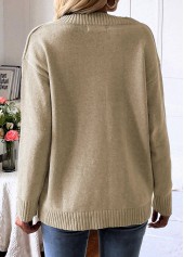 Long Sleeve Light Camel V Neck Sweater