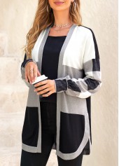 Plaid Split Black Long Sleeve Coat