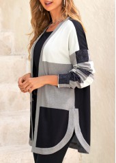 Plaid Split Black Long Sleeve Coat