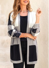 Plaid Split Black Long Sleeve Coat