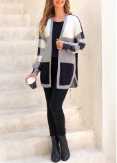Plaid Split Black Long Sleeve Coat