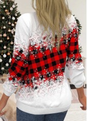 Plus Size Snowflake Print Red Round Neck Regular Sleeve Sweatshirt