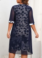 Dark Blue Plus Size Fake 2in1 Dress