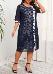 Dark Blue Plus Size Fake 2in1 Dress