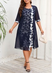 Dark Blue Plus Size Fake 2in1 Dress