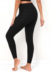 Fleece Thickening Black Elastic Waist Leggings