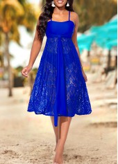 Spaghetti Strap Lace Royal Blue Beach Dress