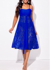 Spaghetti Strap Lace Royal Blue Beach Dress