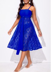 Spaghetti Strap Lace Royal Blue Beach Dress