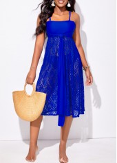 Spaghetti Strap Lace Royal Blue Beach Dress