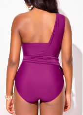 Tie Cutout Purple One Piece Swimwear