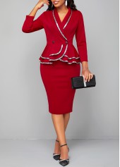 Sequin Wine Red Long Sleeve Bodycon Dress