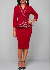 Sequin Wine Red Long Sleeve Bodycon Dress