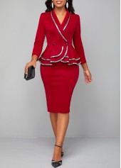 Sequin Wine Red Long Sleeve Bodycon Dress