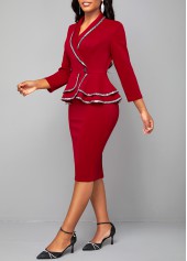Sequin Wine Red Long Sleeve Bodycon Dress