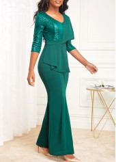 Green Split V Neck Mermaid Dress
