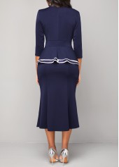 Striped Navy V Neck Bodycon Dress