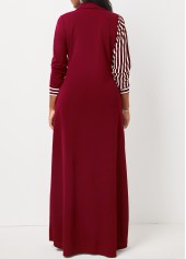 Pocket Wine Red Striped Maxi Dress