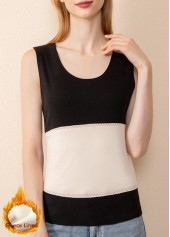 Black Scoop Neck Patchwork Tank Top