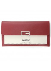 Magnetic Letter Print Wine Red Wallet