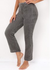Grey Elastic Waist High Waisted Plush Pants