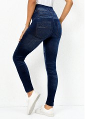 Navy Elastic Waist High Waisted Leggings