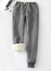 Plush Grey Jogger High Waisted Drawastring Pants
