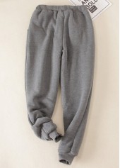 Plush Grey Jogger High Waisted Drawastring Pants