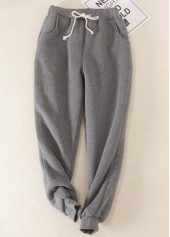 Plush Grey Jogger High Waisted Drawastring Pants