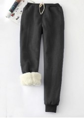 Jogger Plush Black Drawastring High Waisted Pants