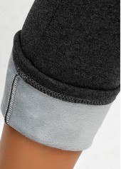 Dark Grey Marl Elastic Waist High Waisted Leggings