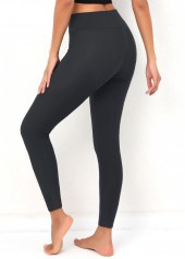 Dark Grey Elastic Waist High Waisted Leggings