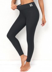 Dark Grey Elastic Waist High Waisted Leggings
