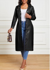 Leather Black Belted Snap Button Dress