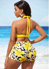 Tie Back Bowknot Yellow Bikini Set