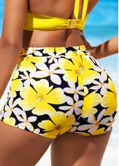 Tie Back Bowknot Yellow Bikini Set