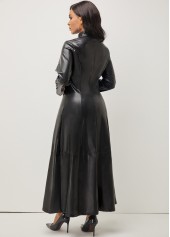 Black High Neck Long Sleeve Zipper Coat