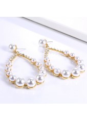 White Pearl Gold Metal Teardrop Earrings